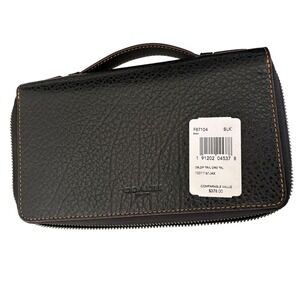 Coach Black Leather Double Zip Travel Organizer Wallet Wristlet EB7104